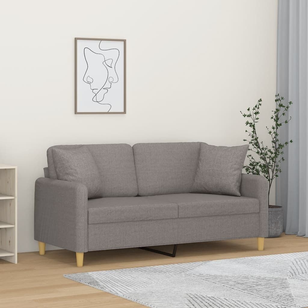 CLORIS 2-Sitzer-Sofa mit Zierkissen Taupe 140 cm Stoff, 24,4 kg