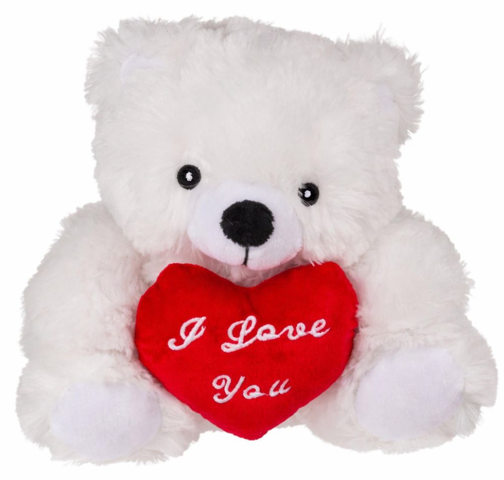 Teddybar mit Herz - weis - Plusch - 22 cm - Valentinstag Produktbild 