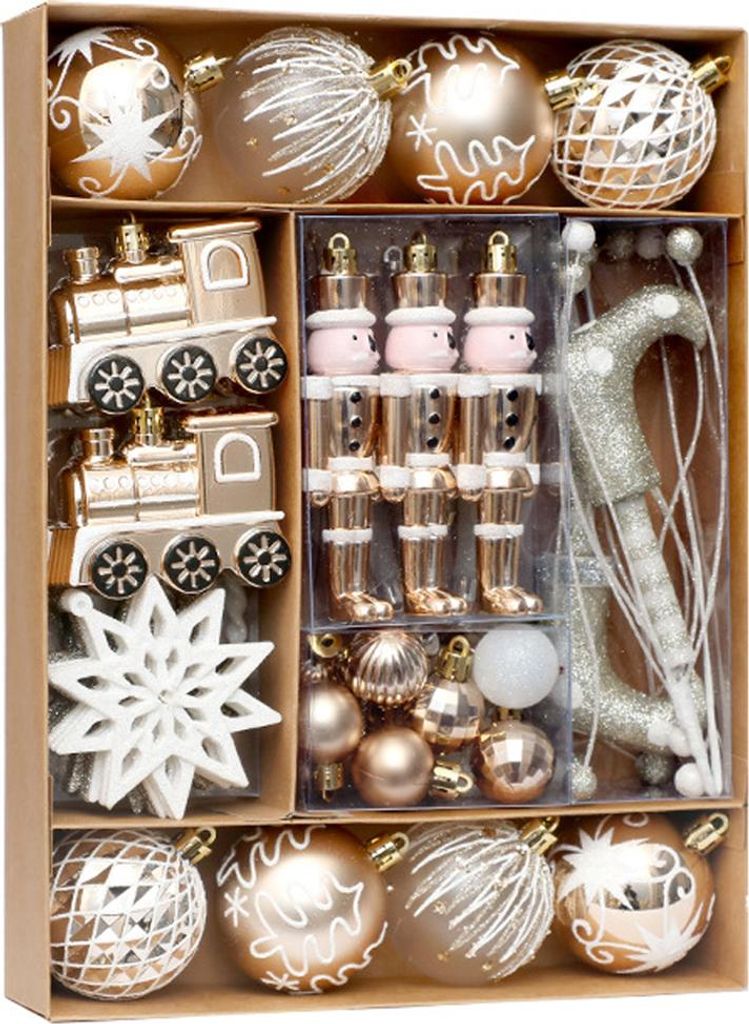 50-teiliges Set bruchsicherer Weihnachtskugeln, verschiedene Weihnachtskugeln und Anhänger für Weihnachtsbaum, Partys und Weihnachtsdekoration im...