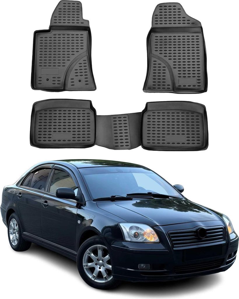 OMAC Gummimatten Fußmatten für Toyota Avensis 2003-2009 TPE Automatte Schwarz 4x
