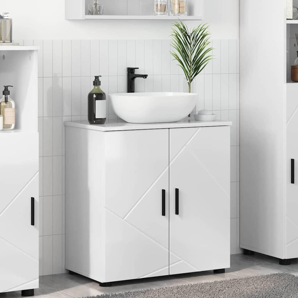 "SALE 2026"Badezimmerschrank/Badezimmermöbel- modernes Design - Badkommode - mit Speicher Hochglanz Weiß 61x35x64cm NEU441264 - Badezimmerschränke