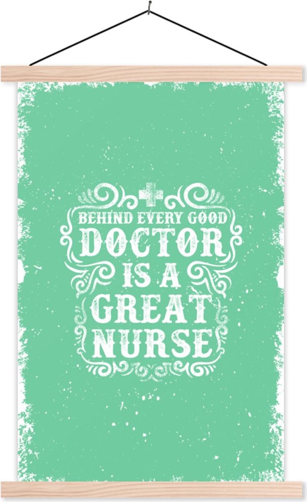 MuchoWow Textilposter Jahrgang - Arzt - Text 120x180 cm mit holzfarbenen Rahmen - Textil-Plakat