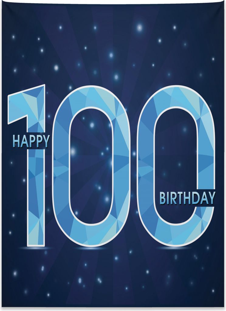 Abakuhaus Geburtstag Wandteppich, Jahrhunderteltern aus Weiches Mikrofaser Stoff Kein Verblassen Klare Farben Waschbar, 110 x 150 cm, Marineblau un...