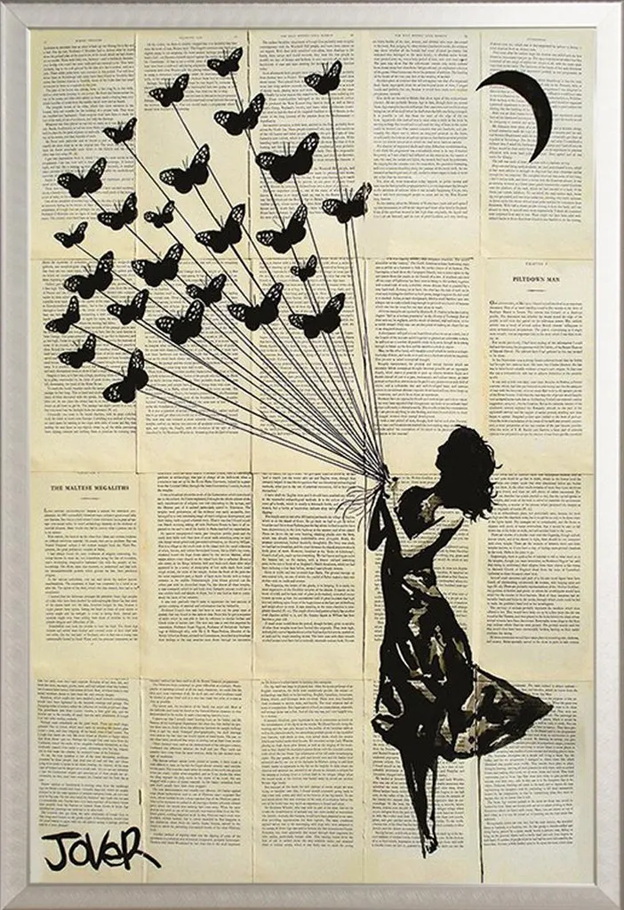 Arreda con Arte: Poster Loui Jover Butterflying + Cornice Argento