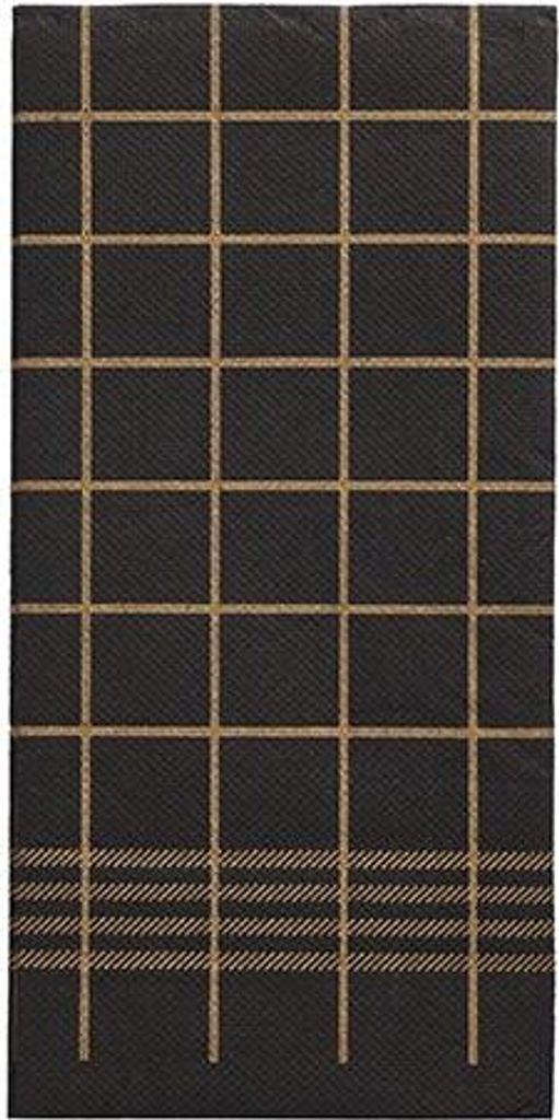 480 Servietten, 2-lagig "PUNTO" 1/8-Falz 39 cm x 40 cm schwarz/gold "Kitchen Towel" mikrogeprägt