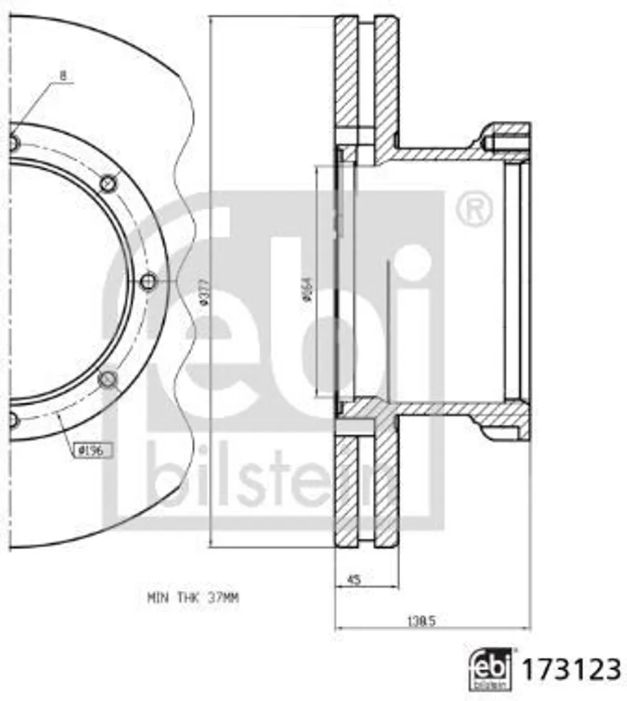2 disques de frein arrière FEBI BILSTEIN 173123 pour DAF SB 138 377mm