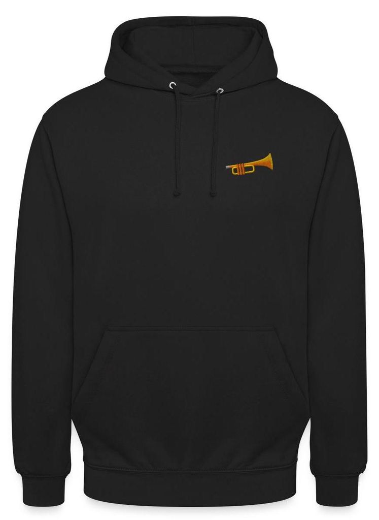 Spreadshirt Stickerei Trompete Uni Hoodie, L, Schwarz