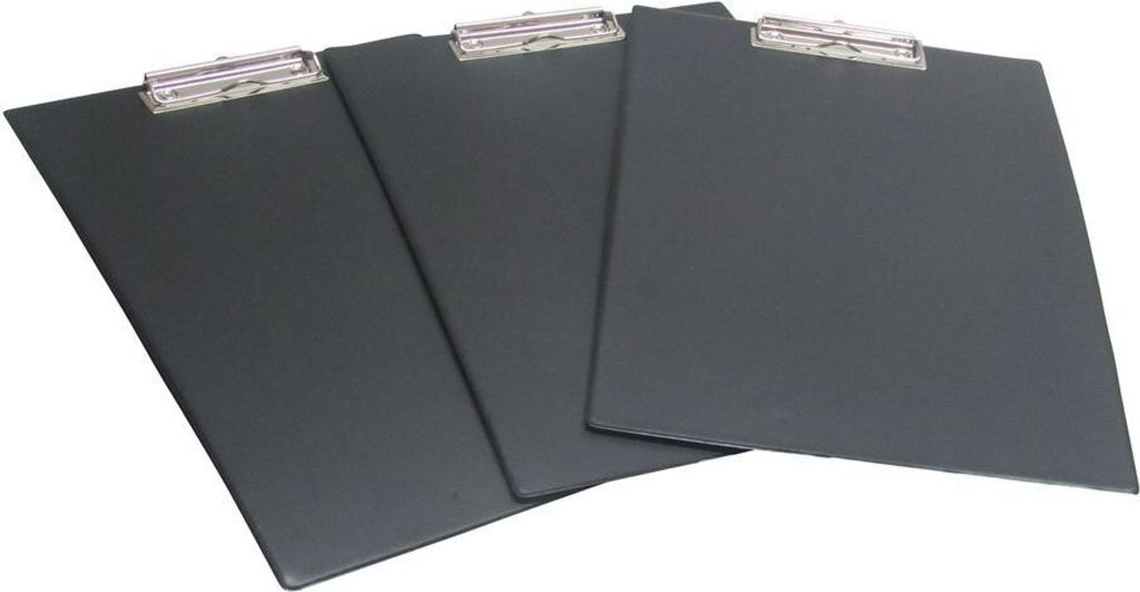 HELIT 3er Set Klemmbrett Schreibbrett Schreibunterlage Clipboard Klemme schwarz