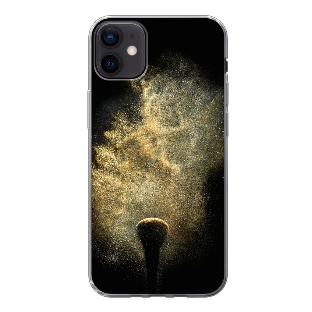 MuchoWow Handyhülle Schutzhülle Hülle für iPhone 12 mini Goldpulver auf schwarzem Hintergrund Silikon Softcase Handy Hülle - Bild