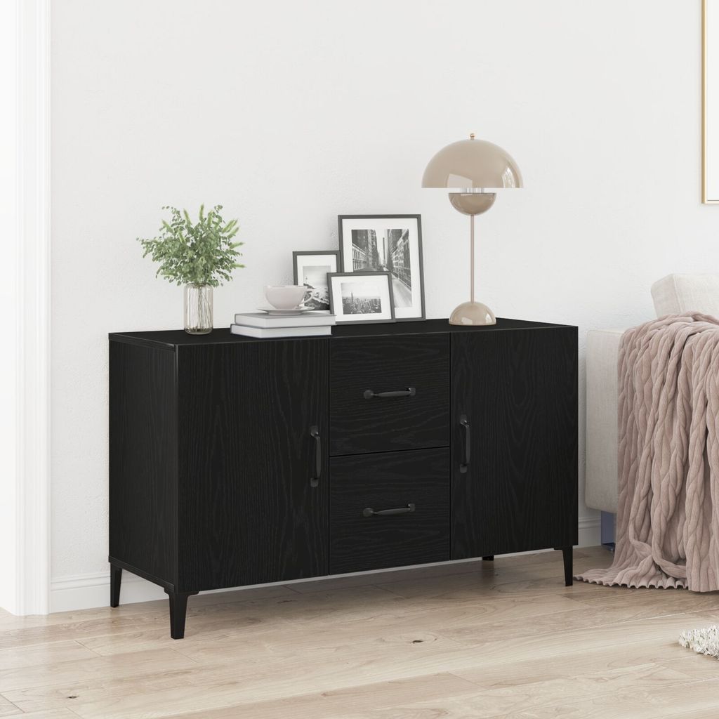 Schwarzer Eichen-Sideboard - 100 x 36 x 60 cm - Aus Engineered Wood hergestellt, Kommoden DesignMöbel Neu