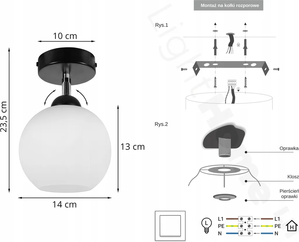 Plafonnier LED boule blanche en verre opale, éclairage classique chic - 12