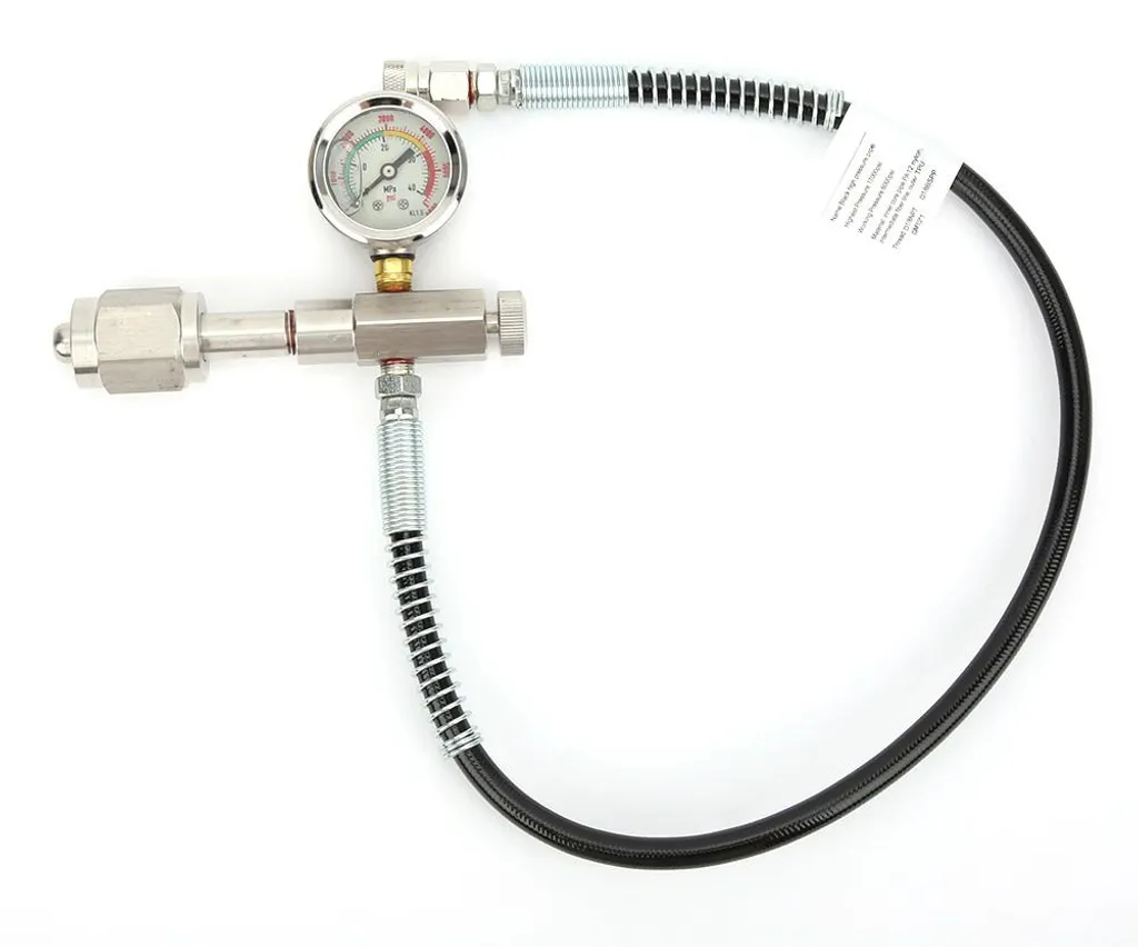 Vanne de mesure pour tuyau de gonflage haute pression en acier inox noir