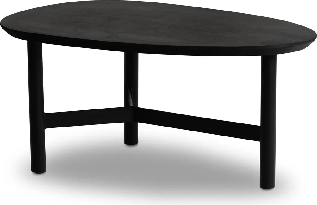 Table basse en manguier massif 86 cm avec structure métal noir robuste