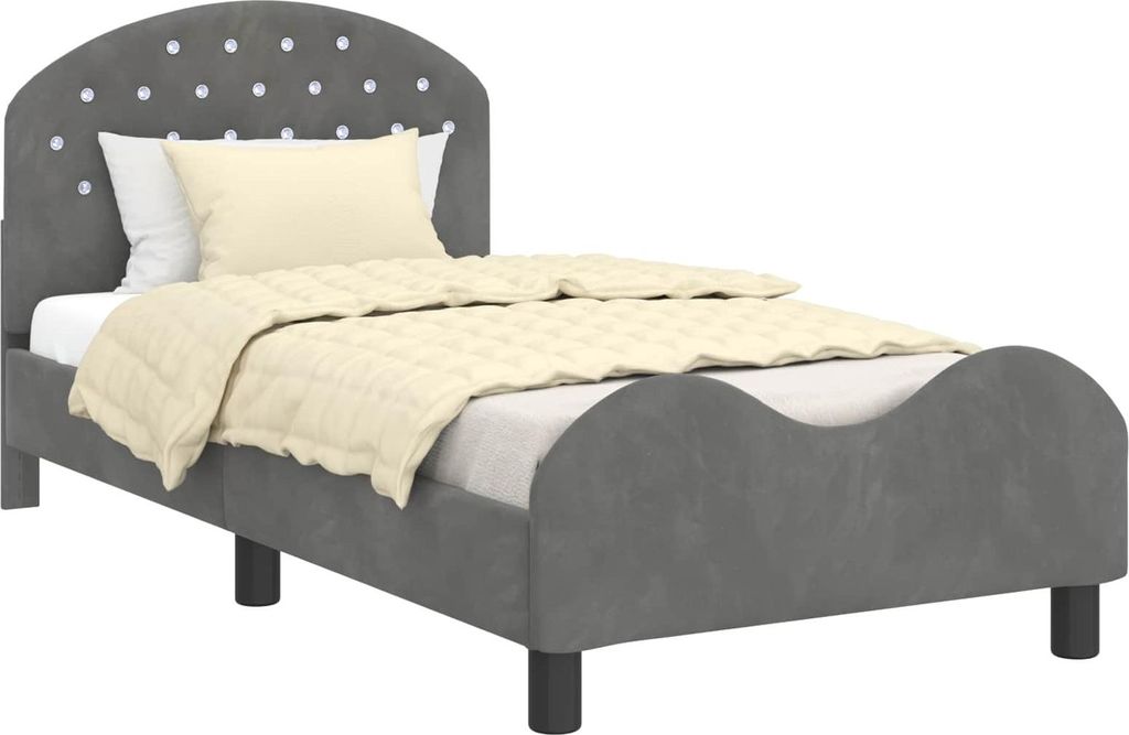 vidaXL Kinderbettgestell mit Kopfteil Dunkelgrau 80 x 160 cm Samt