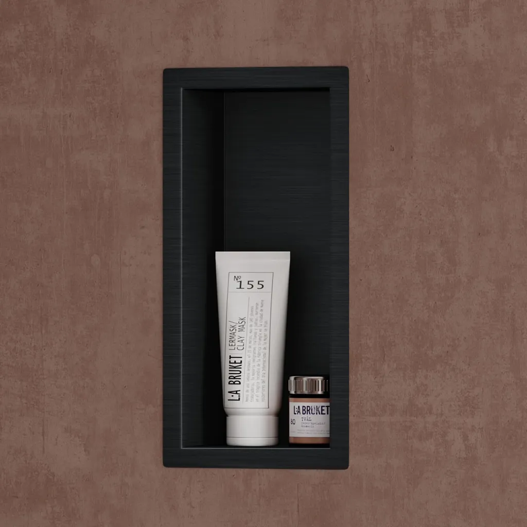 Niche de Douche 15x30cm Inox Noir Mat - Rangement Mural Encastrable