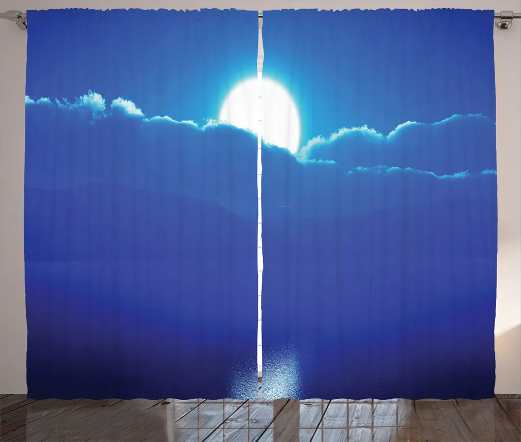 Rideau de Salon avec Boucles et Crochets, Motif Ciel et Nuages 280x225cm