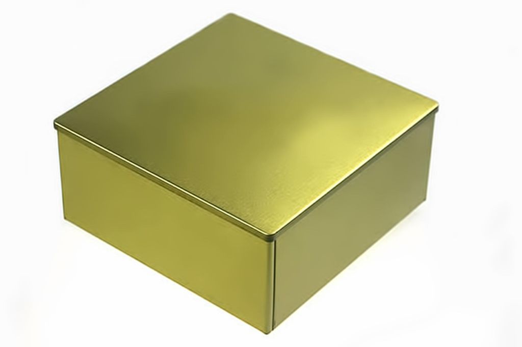 Dosenritter | eckige Keksdose, goldene edle Plätzchendose, Produktbild 