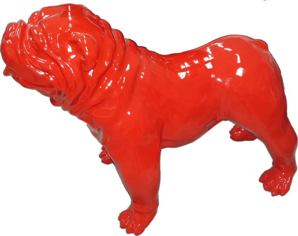 Hund, Bulldogge rot 74cm hoch Dekorationsfigur - Polyresin - lebensgroß - für draußen