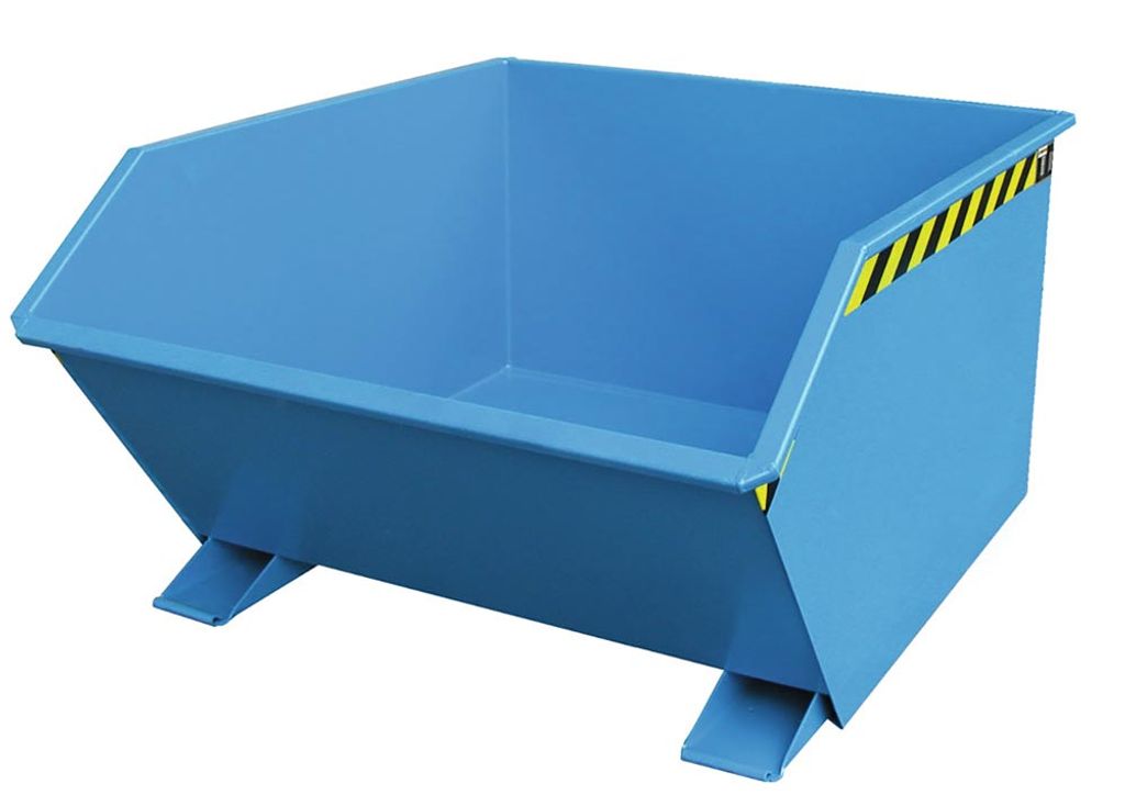 Mulden-Selbstkippbehälter, automatischer Aufrichter, Traglast 1500 kg, LxBxH 1640x1280x780 mm, Vol. 1,00 cbm, RAL 5012 lichtblau
