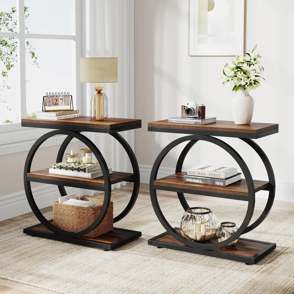 Table d'appoint pour canapé petit espace 30 cm large style industriel