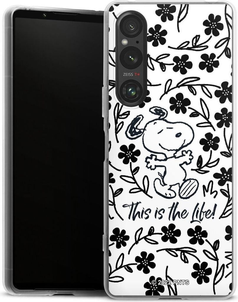 DeinDesign Handyhülle für Sony Xperia 1 V Silikon Hülle Case Smartphone Schutzhülle Blumen Peanuts Snoopy