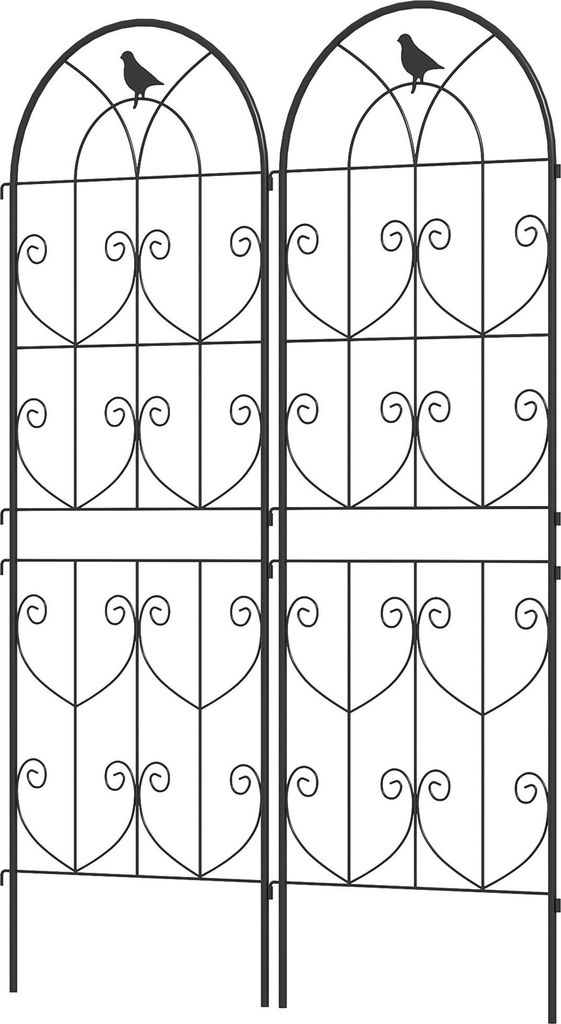 Gartenspalier mit Vogelmotiv, Metall, 50 x 150 cm, 2er-Pack