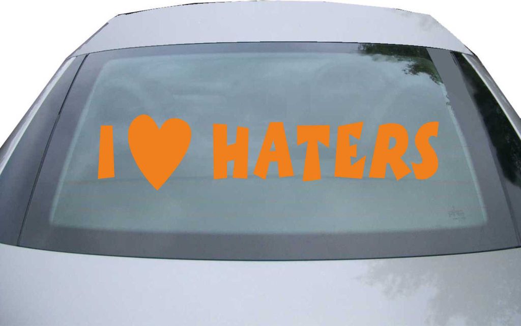 Indigos UG - Aufkleber Heckscheibe & Motorklappe DE2273 - orange - 600x133 mm - I love Haters - Auto Scheiben Fenster Heckklappe Tuning Racing JDM ...