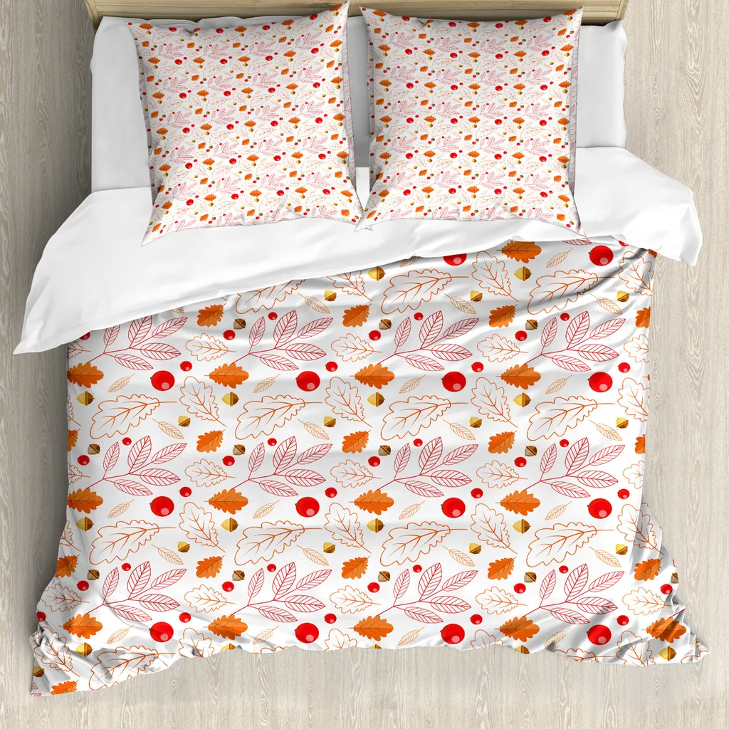 Linge de lit simple 155x220 coloris vermillon pour décoration automnale