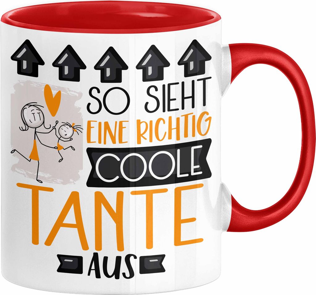 Tante Geschenk Tasse Lustig Geschenkidee für Tante Geburtstag So Sieht Eine Richtig Coole Tante Aus Frauen Spruch (Rot)