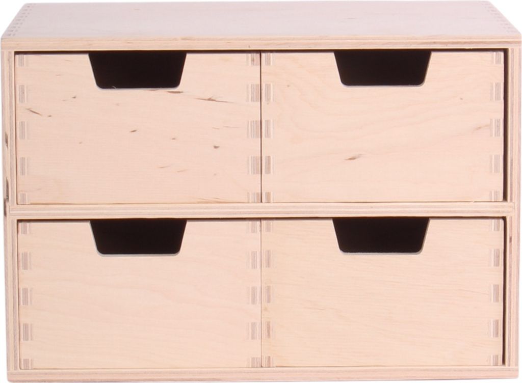 SEVICO Schubladen-Box aus Birken-Sperrholz | 4 Schubladen | 28,5 x 20 x 19 cm (+/- 1 cm) | Mini-Kommode für Kleinigkeiten | Perfektes Ordnungssyst...
