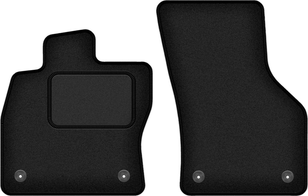 Velours-Fußmatten Vorne passend für Volkswagen e-Golf (Schrägheck, Bj. 2014-2019) – schwarz, passgenau, mit Befestigungen set 2 Stk. - STANDARD
