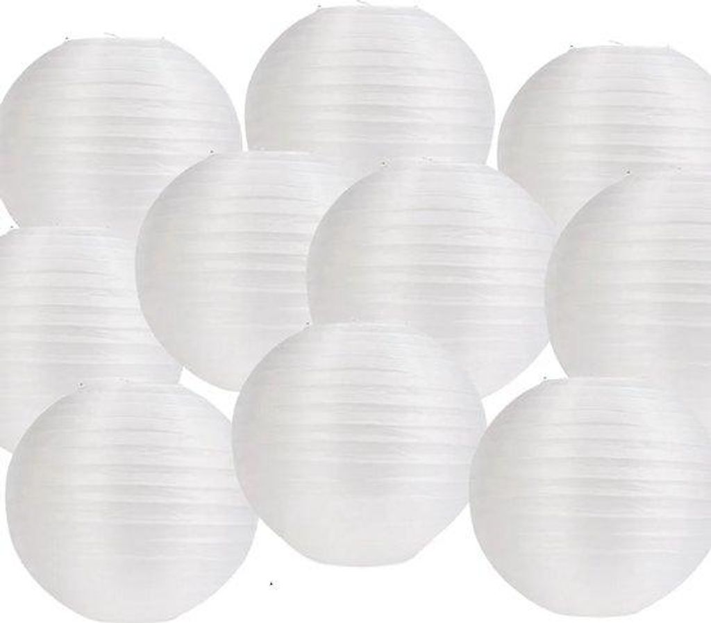 Papieren lampionnen, 30 stuks, diameter 20 cm, wit, Productafbeelding 