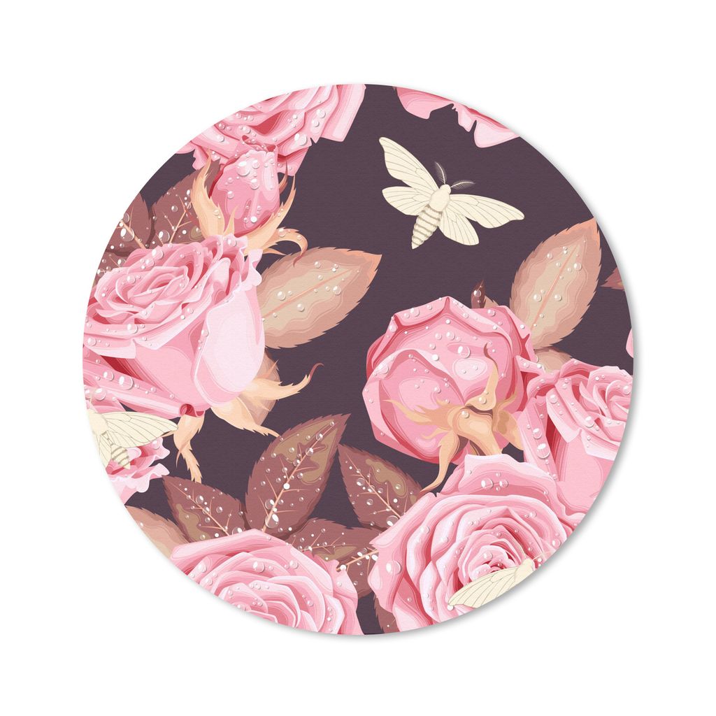 MuchoWow Mauspad Mousepad Rosen - Blumen - Rosa 20x20 cm - Mousepads - Maus Mat - Pad - Mausunterlage - Schreibtischmatte