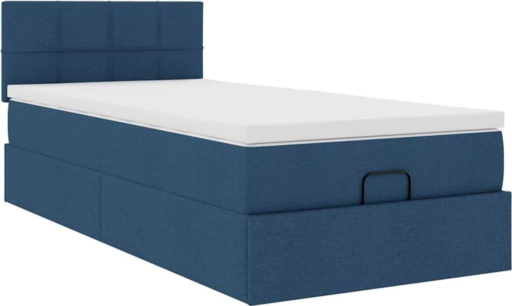 Ottoman-Bett mit Matratze Blau 90x190 cm Stoff