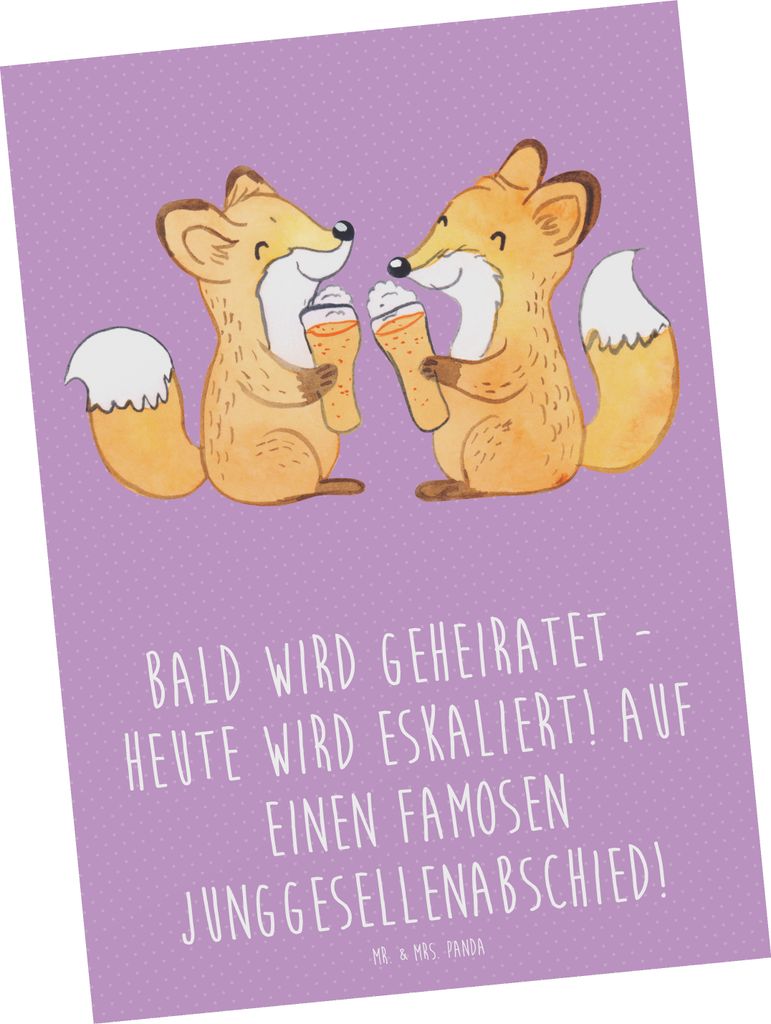 Mr. & Mrs. Panda Postkarte Junggesellenabschied Eskalation - Lavendeltraum - Geschenk, unvergesslich, Postkarten, Heirat, Stil, Vorfreude, Heiraten...