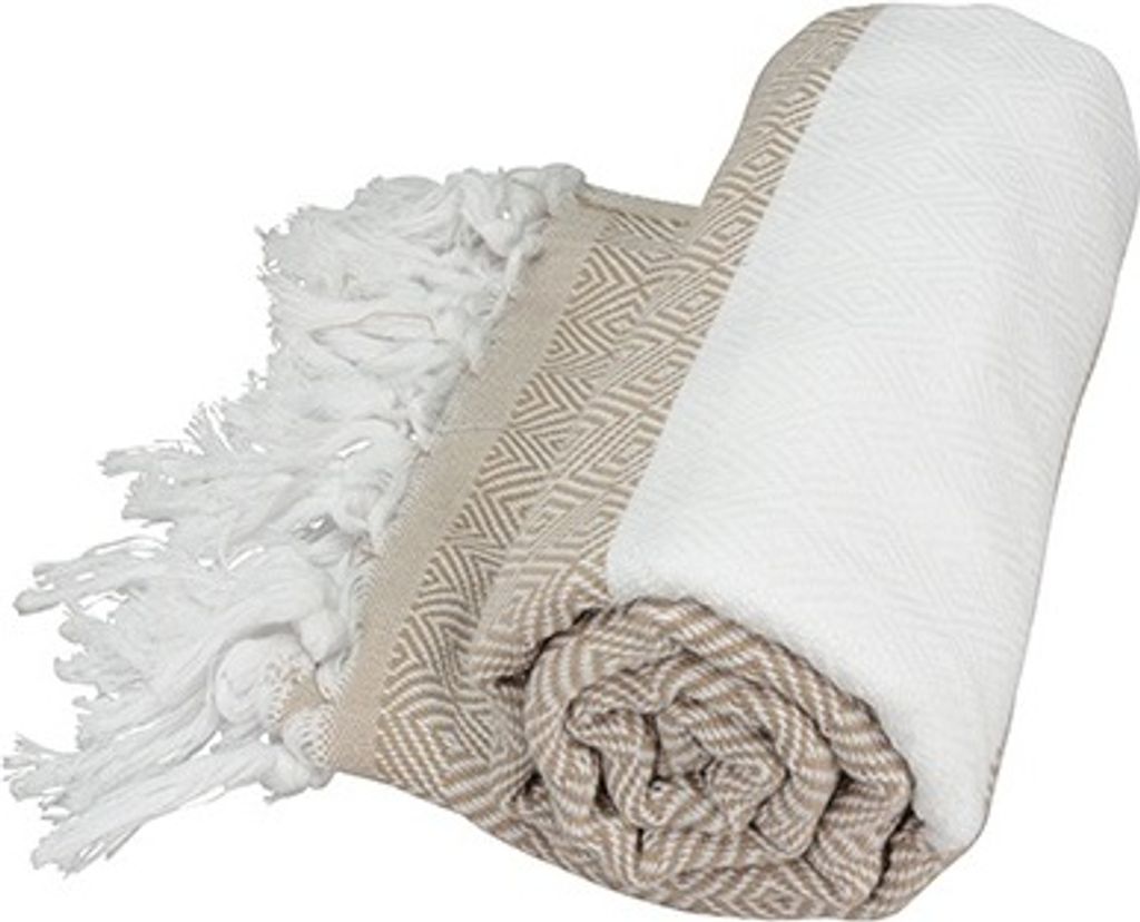 A&R AR056 | Hamamzz Marmaris De Luxe Towel - 100 x 180 cm - Farbe: Sand/White - Größe: 100 x 180 cm
