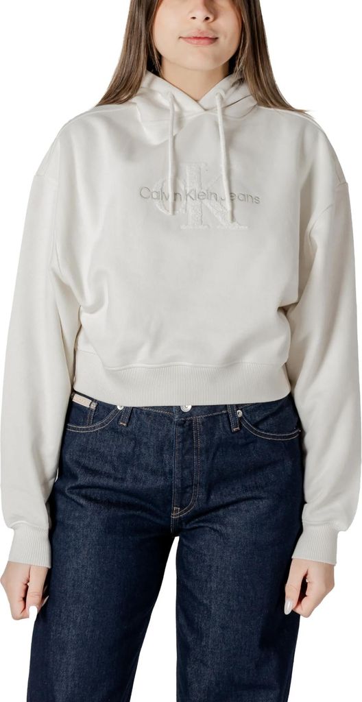 Calvin Klein Jeans Damen Fleece Sweatshirt Weiß : Größe - M Größe: M