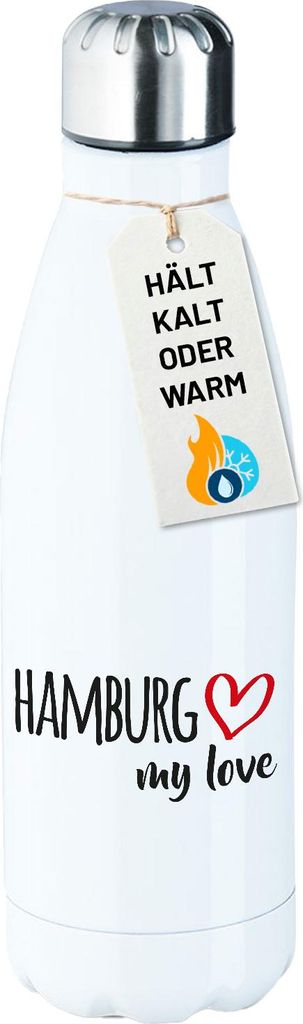 Huuraa Trinkflasche Hamburg my love 500ml White Edelstahl Wasserflasche Trinkflasche Geschenkidee