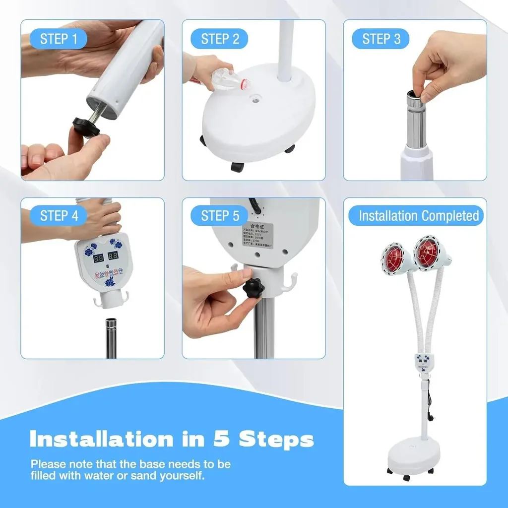 Lampada A Infrarossi 275W Per Terapia Del Dolore – 4 Ruote, Altezza Regolabile, Base Stabile, Uso Domestico E Professionale