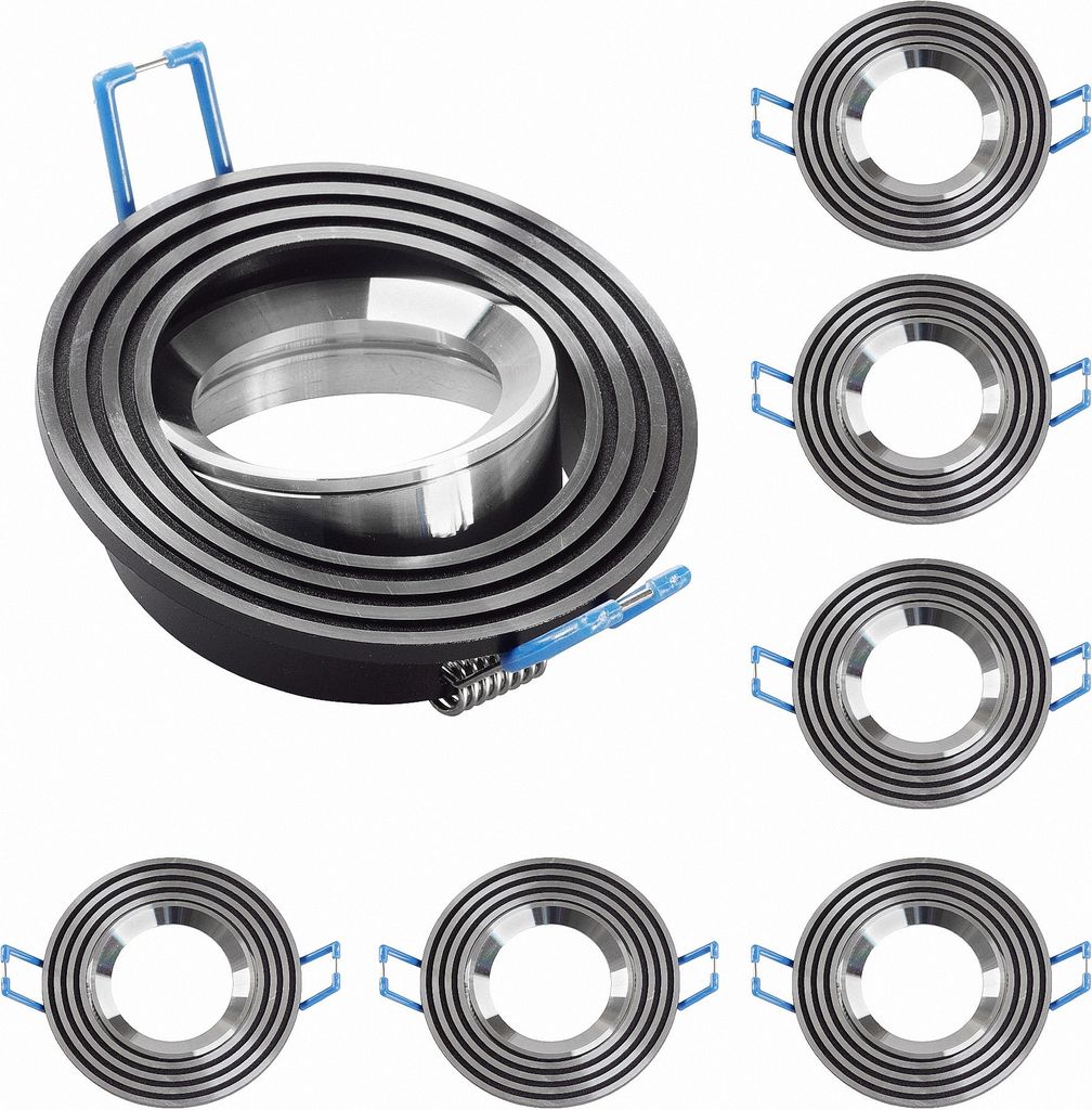 6x Einbaurahmen MR16 SET 73mm inkl MR16 12V Fassung 6342