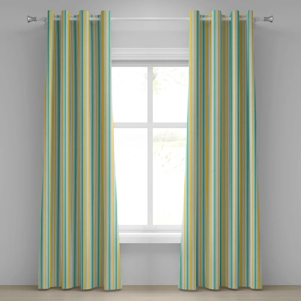 ABAKUHAUS Tenda Soggiorno Geometrica 280x175 cm Giallo Mare Bianco