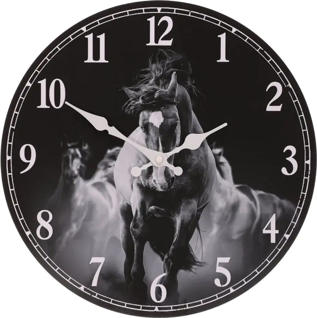 Wandklok Autronic diameter 34 cm - MDF - zwart-wit - Productafbeelding 