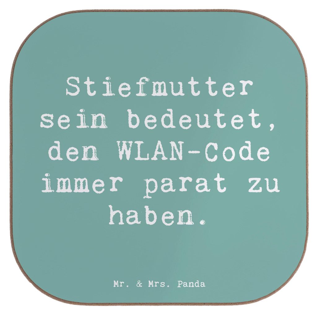 Mr. & Mrs. Panda Untersetzer Glas Spruch Stiefmutter Heldin - Meeresbrise - Geschenk, familie, gläseruntersetzer, Getränkeuntersetzer, Coaster, p...