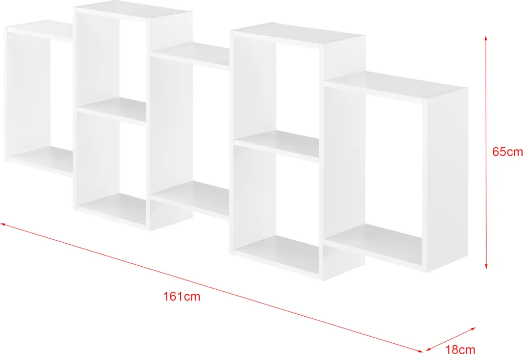 Grande étagère murale design 7 compartiments bibliothèque 161 cm blanc