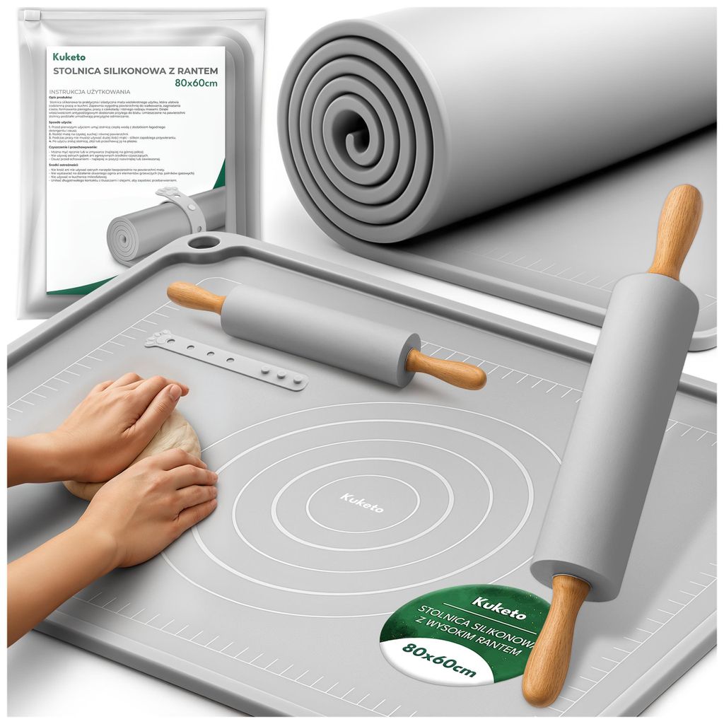 Kuketo | Silikon Teigmatte 80×60 cm Mit Hohem Rand + Produktbild 
