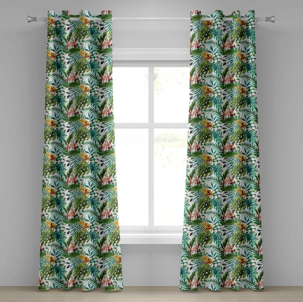 ABAKUHAUS Rideau à Œillets Vintage Années 60 Motif Bananier 280x175cm