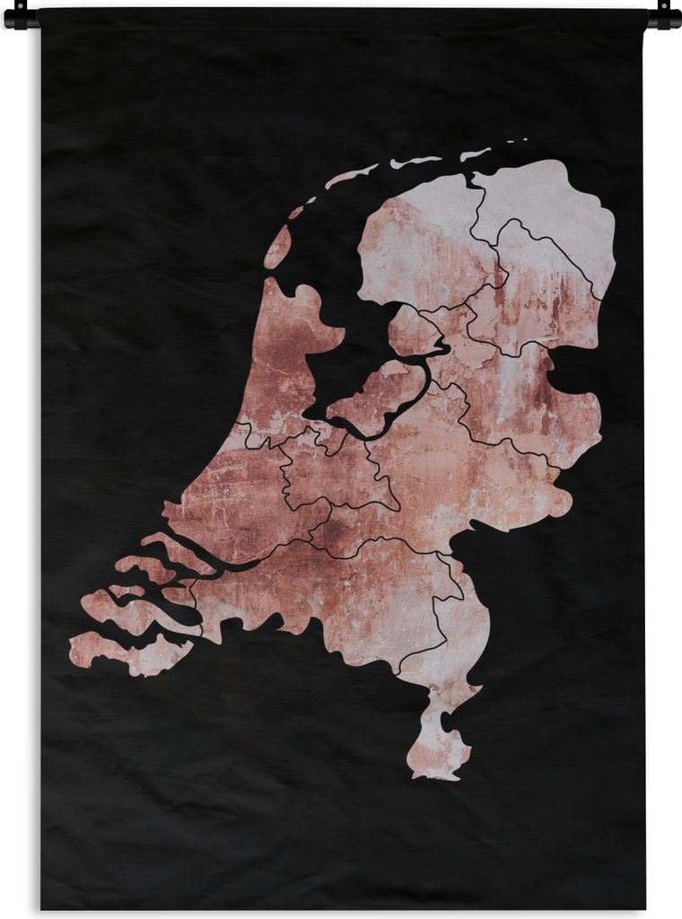 MuchoWow Wandteppich Wandbehang Karte - Niederlande - Alte Rose 60x90 cm Tapisserie Dekoration Wandtuch - Foto-Teppich - Abwaschbar