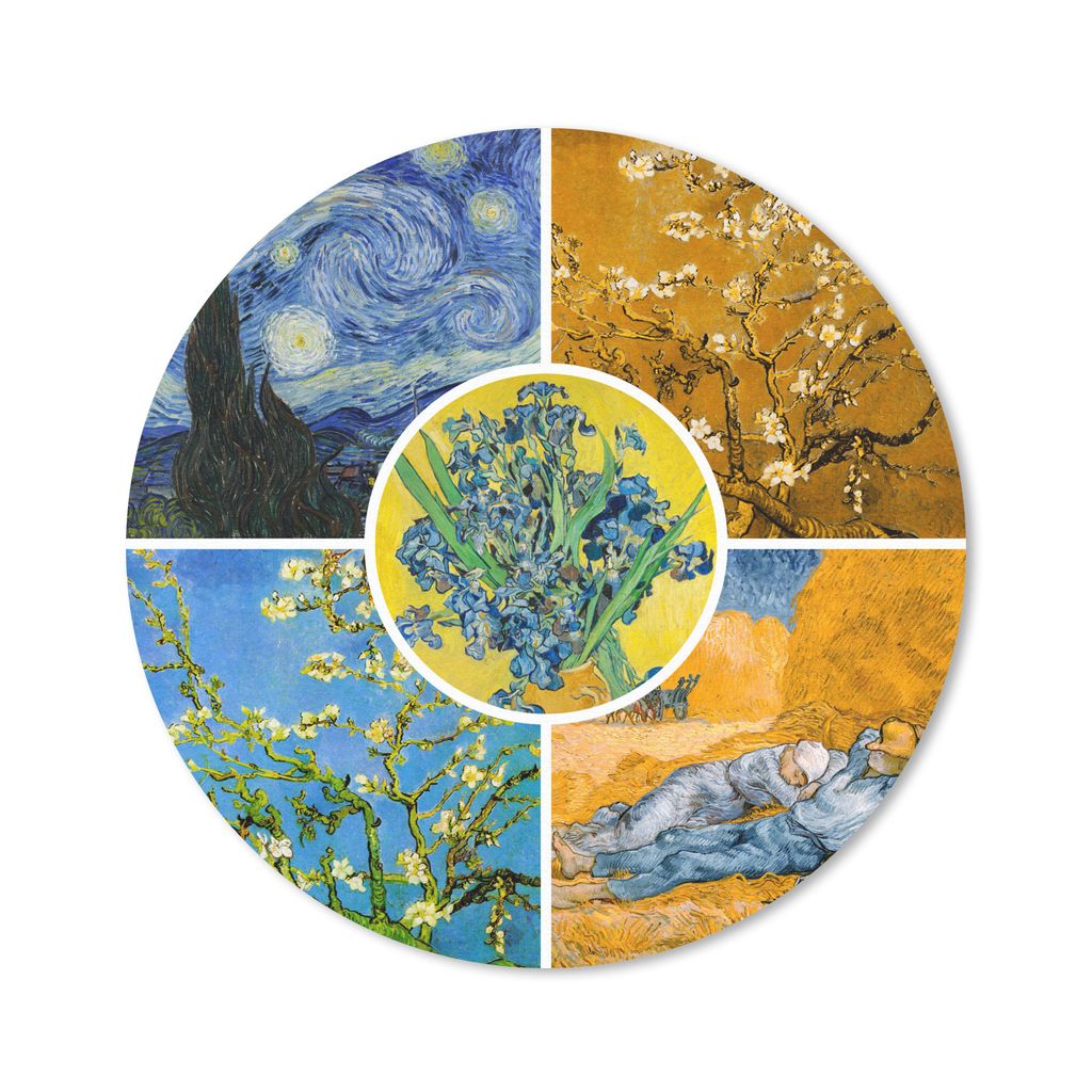 MuchoWow Mauspad Mousepad Van Gogh - Collage - Sternennacht 20x20 cm - Mousepads - Maus Mat - Pad - Mausunterlage - Schreibtischmatte