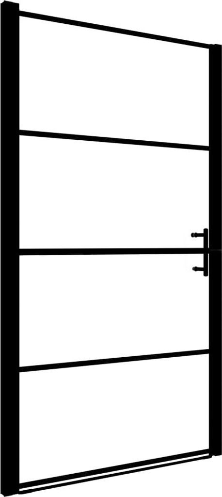 vidaXL Douchedeur, gehard glas, 91x195 cm, zwart Productafbeelding 