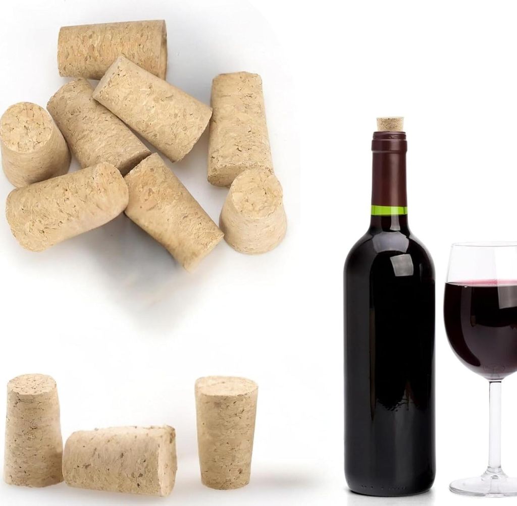 10 Stück Naturkorken, konisch - 2 Arten Holz-Wein-/Bierflaschenverschluss (20 x 15 x 35)
